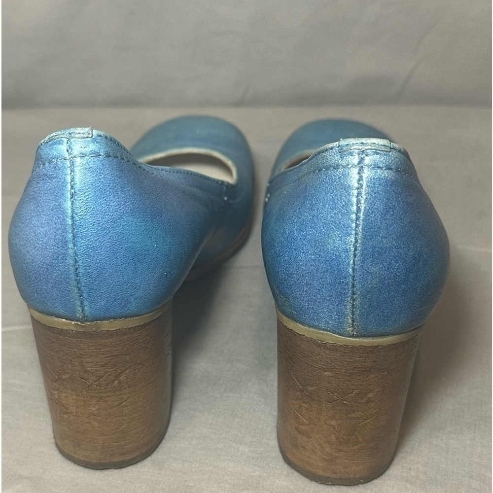 MJUS. blue leather block heel shoe size 38 EU (8US) - Picture 5 of 8